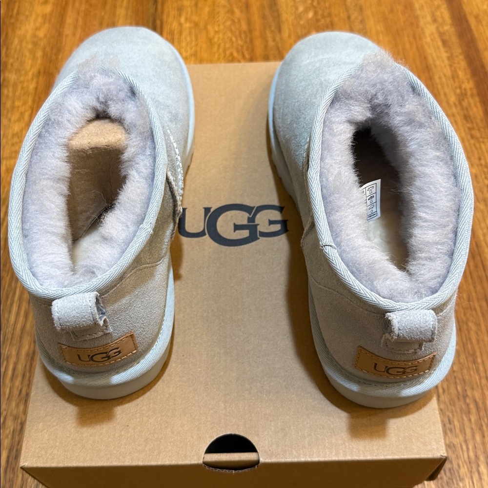 NWT UGG Light Blue Gray Ultra-mini Suade boots - Picture 5 of 9